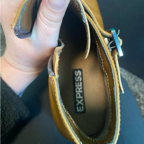 Express Men's Brown Leather Buckle Strap Ankle Boots Size 10 - Picture 10 of 12